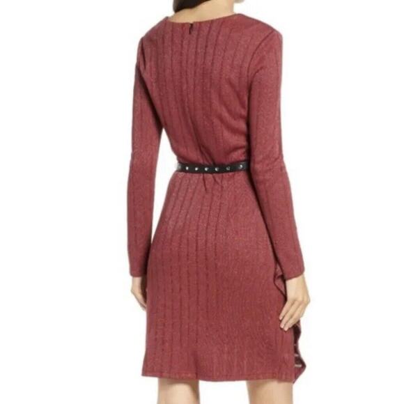 Sam Edelman Dress Long‎ Sleeve Sheath Cocktail Mini Short Red Knit Size 12 NWT - Picture 4 of 16